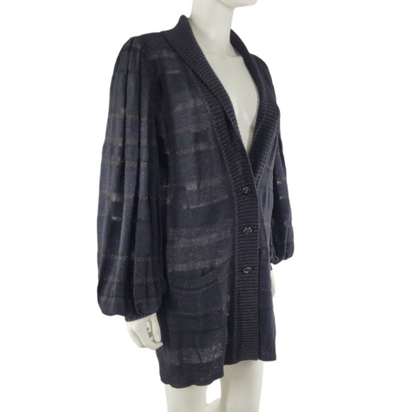 Chanel Black Knit Silk Blend Cardigan - Picture 2 of 6